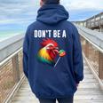 Don't Be A Sucker Cock Chicken Sarcastic Quote Women Oversized Hoodie Back Print Navy Blue