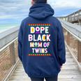 Dope Black Mom Of Twins African American Black History Month Women Oversized Hoodie Back Print Navy Blue