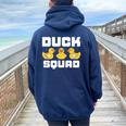 Duck Squad Animal Duck Lover Women Oversized Hoodie Back Print Navy Blue