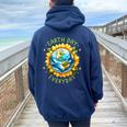 Earth Day Everyday Sunflower Environment Recycle Earth Day Women Oversized Hoodie Back Print Navy Blue