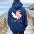 How Easter Eggs Are Made Humor Sarcastic Adult Humor Women Oversized Hoodie Back Print Navy Blue