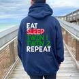 Eat Sleep Twin 1 Twin 2 Repeat Mom Of Twins For Mom Women Oversized Hoodie Back Print Navy Blue