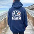 Eclipse 2024 Totally Texas Armadillo Eclipse Women Oversized Hoodie Back Print Navy Blue