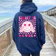 Eight Is A Vibe Groovy 8Th Birthday 8Yr Old 8 Year Old Girls Women Oversized Hoodie Back Print Navy Blue