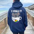 Ekoalaty Rainbow Tea Gay Pride Equality Lgbt Animal Women Oversized Hoodie Back Print Navy Blue