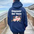 Empower Her Voice Advocate Equality Feminists Woman Women Oversized Hoodie Back Print Navy Blue