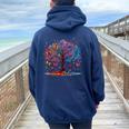 Enchanted Butterfly Tree Women Oversized Hoodie Back Print Navy Blue