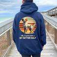 English Setter My Better Half Women Oversized Hoodie Back Print Navy Blue