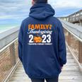 Family Thanksgiving 2023 Fall Turkey Family Group Matching Women Oversized Hoodie Back Print Navy Blue