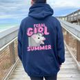 Feral Girl Summer Meme Possum Women Oversized Hoodie Back Print Navy Blue
