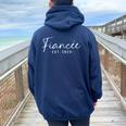 Fiancée Est 2024 Future Wife Engaged Her Engagement Women Oversized Hoodie Back Print Navy Blue