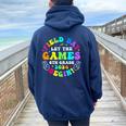 Field Day 2024 Let Game Begin 6Th Grade For Kid Teacher Girl Women Oversized Hoodie Back Print Navy Blue