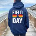 Field Day Colors Quote Sunglasses Boys And Girls Women Oversized Hoodie Back Print Navy Blue