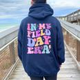 In My Field Day Era Fun Day Teacher Student Groovy Women Oversized Hoodie Back Print Navy Blue