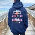 My First Mother's Day As A Grandma 2024 Mother's Day Women Oversized Hoodie Back Print Navy Blue