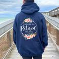 Floral Retirement This Girl Is Retired Est 2024 Women Oversized Hoodie Back Print Navy Blue