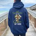 Flower Cross American By Birth Southern By The Grace Of God Women Oversized Hoodie Back Print Navy Blue