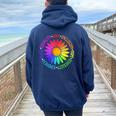 Flower Kindness Peace Equality Rainbow Flag Lgbtq Ally Pride Women Oversized Hoodie Back Print Navy Blue