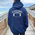 Football All Gas No Brakes Youth Women Oversized Hoodie Back Print Navy Blue