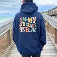 In My Fourth Grade Era Retro 4Th Back To School First Day Women Oversized Hoodie Back Print Navy Blue
