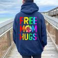 Free Mom Hugs Gay Pride Lgbt Daisy Rainbow Flower Mother Day Women Oversized Hoodie Back Print Navy Blue