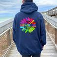 Free Mom Hugs Lgbt Pride Mom Daisy Rainbow Flower Mother Day Women Oversized Hoodie Back Print Navy Blue