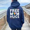 Free Mom Hugs Lgbt Pride Parades Rainbow Transgender Flag Women Oversized Hoodie Back Print Navy Blue