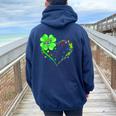 Autism Clover Autism Mom Boy St Patrick's Day Women Oversized Hoodie Back Print Navy Blue