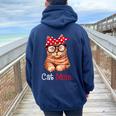 Cat Mom Cat Lovers Mother's Day Mom Mothers Women Oversized Hoodie Back Print Navy Blue
