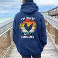 Chicken Retro Vintage I’M Fluent In Fowl Language Women Oversized Hoodie Back Print Navy Blue