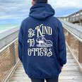 Cute Be Kind To Otters Positive Vintage Animal Women Oversized Hoodie Back Print Navy Blue