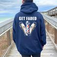 Get Faded Barber For Cool Hairstylist Women Oversized Hoodie Back Print Navy Blue