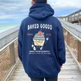 Retro Weed Cupcake Vintage 420 Baked Goods Women Oversized Hoodie Back Print Navy Blue