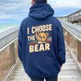 Vintage The Bear I Choose For Camping Women Women Oversized Hoodie Back Print Navy Blue