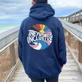 The Future Is Inclusive Lgbt Pride Month Flag Rainbow Women Oversized Hoodie Back Print Navy Blue