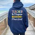 Future Teacher In Progress Please Wait Women Oversized Hoodie Back Print Navy Blue