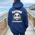 Future Veterinarian Panda Animal Care Graphic Women Oversized Hoodie Back Print Navy Blue