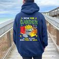 Into The Garden I Go To Lose My Mind And Find My Soul Women Oversized Hoodie Back Print Navy Blue