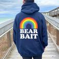 Gay Bear Bait Rainbow Lgbt Women Oversized Hoodie Back Print Navy Blue