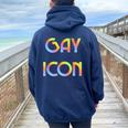 Gay Icon Legend Rainbow Flag Pride Lgbt Meme Queer T-S Women Oversized Hoodie Back Print Navy Blue