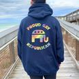 Gay Republican Lgbtq Rainbow Women Oversized Hoodie Back Print Navy Blue