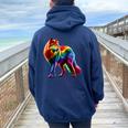 Gay Wolf Pride Lgbtq Rainbow Women Oversized Hoodie Back Print Navy Blue