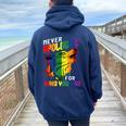 Gay Wolfs Rainbow Wolfs Skin Gay Pride Lgbt Women Oversized Hoodie Back Print Navy Blue