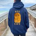 Gegagedigedagedago Nug Life Eye Joe Chicken Nugget Meme Women Oversized Hoodie Back Print Navy Blue