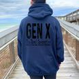 Gen X The Feral Generation Generation X Saying Humor Women Oversized Hoodie Back Print Navy Blue
