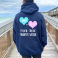 Gender Reveal Boy Or Girl You'll Rock Daddy's World Women Oversized Hoodie Back Print Navy Blue