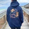 This Girl Loves Country Music Women Oversized Hoodie Back Print Navy Blue