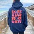 In My Girl Mom Era Retro Groovy Mom Life Happy Mother's Day Women Oversized Hoodie Back Print Navy Blue