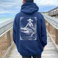 Girl Riding Alligator Weird Florida Crocodile Meme Women Oversized Hoodie Back Print Navy Blue