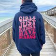 Girls Just Wanna Have Margs Retro Groovy Cinco De Mayo Women Oversized Hoodie Back Print Navy Blue